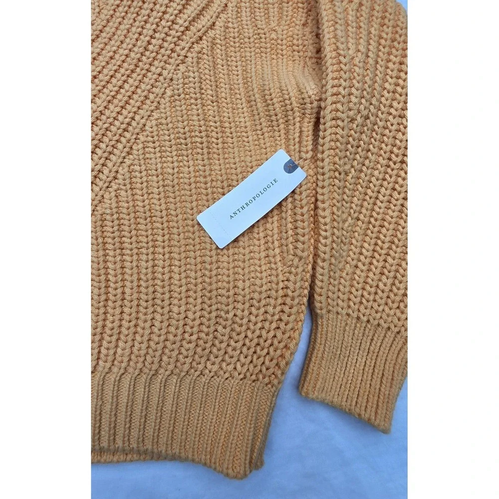 Maeve Anthropologie Orange Chunky Shaker Knit V-Neck Sweater Small NWT